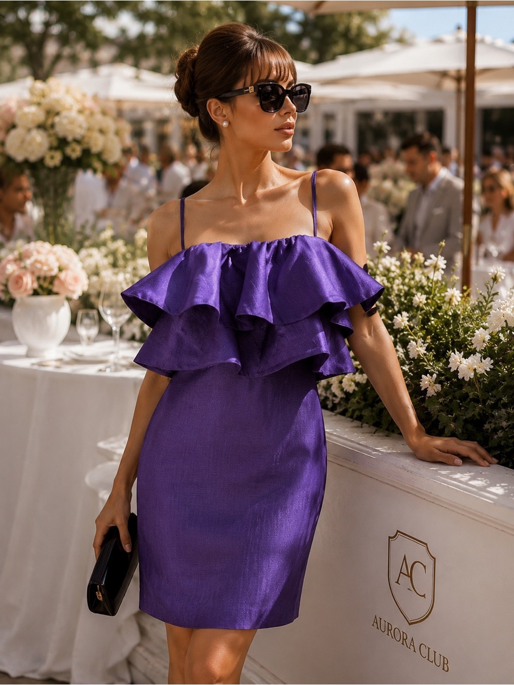 Zara Purple Ruffle Spaghetti Strap Mini Dress